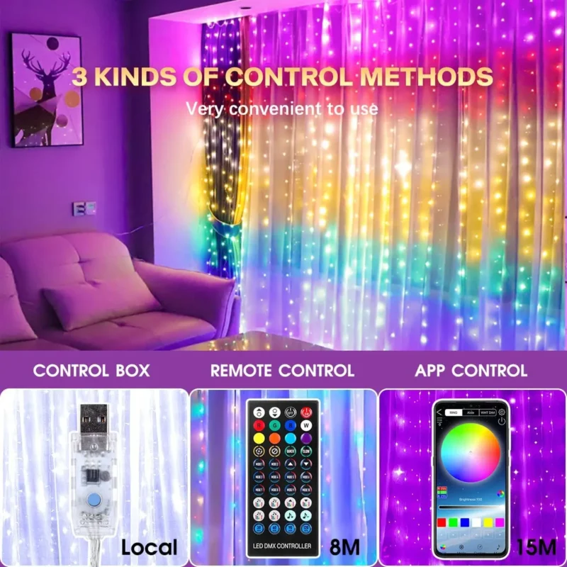 Smart RGB Fairy Curtain Lights - Image 4