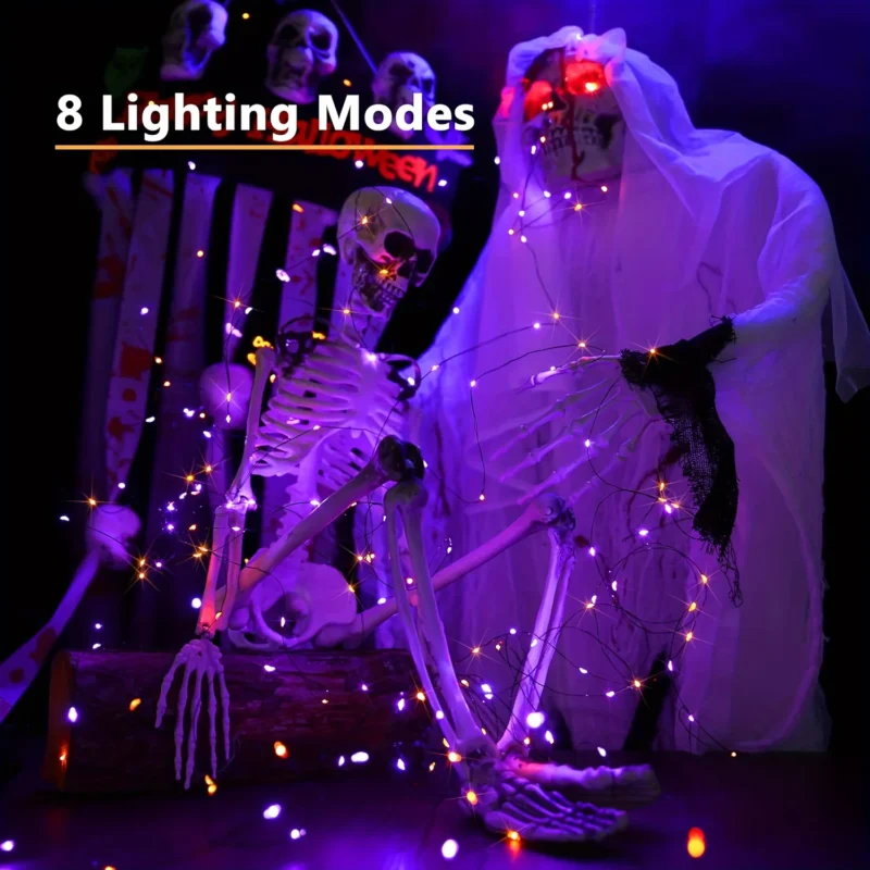 10/20M Orange & Purple LED Halloween Garland - Image 2