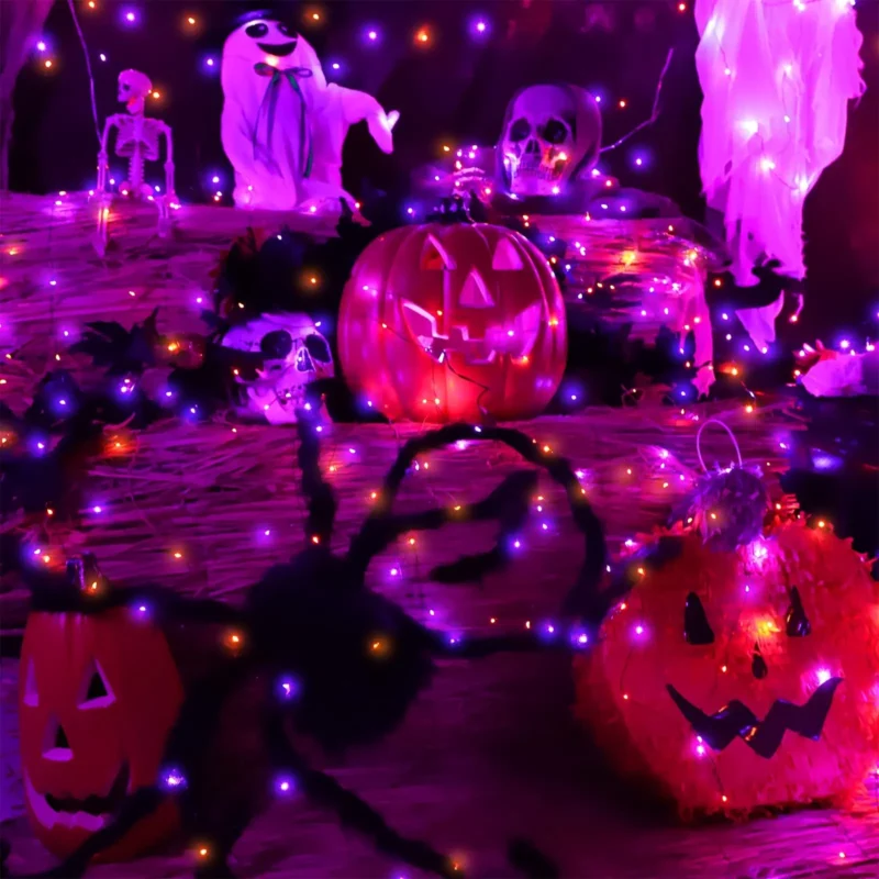 10/20M Orange & Purple LED Halloween Garland - Image 3