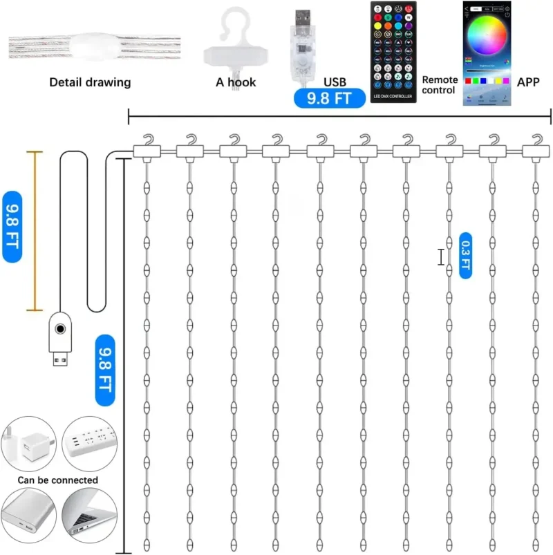 Smart RGB Fairy Curtain Lights - Image 5